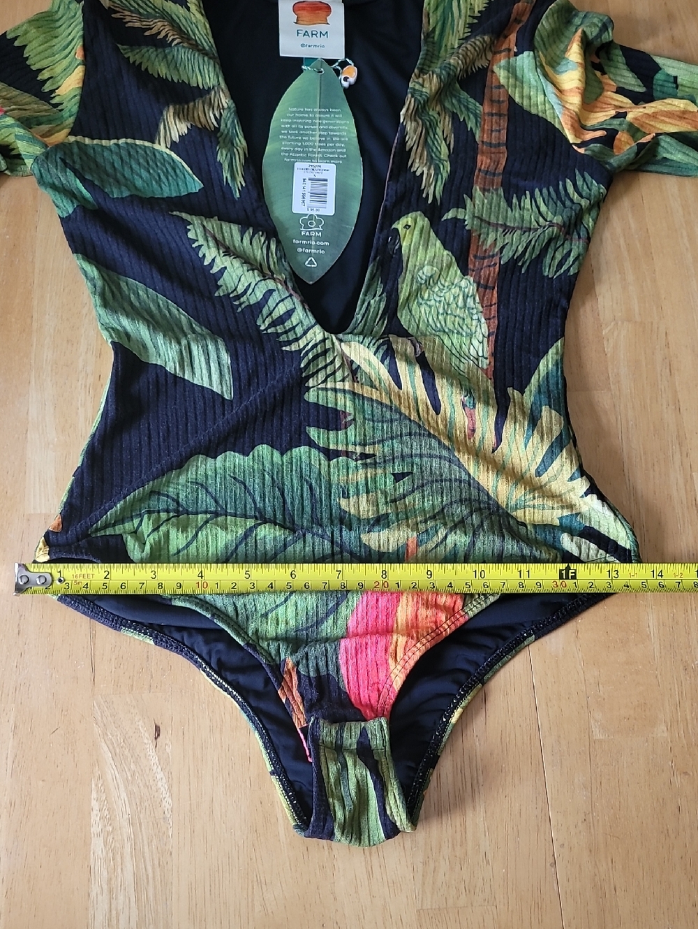 FARM Rio Cocoa Leaf Bodysuit Size S - Picture 9 of 16